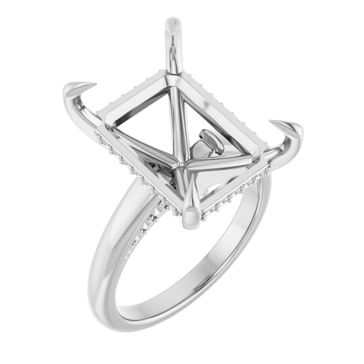 Claw-Prong Hidden Halo-Style Engagement Ring
