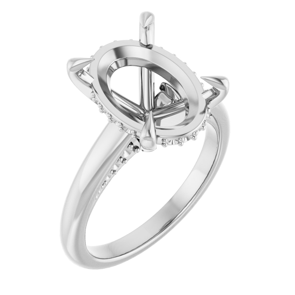 Claw-Prong Hidden Halo-Style Engagement Ring