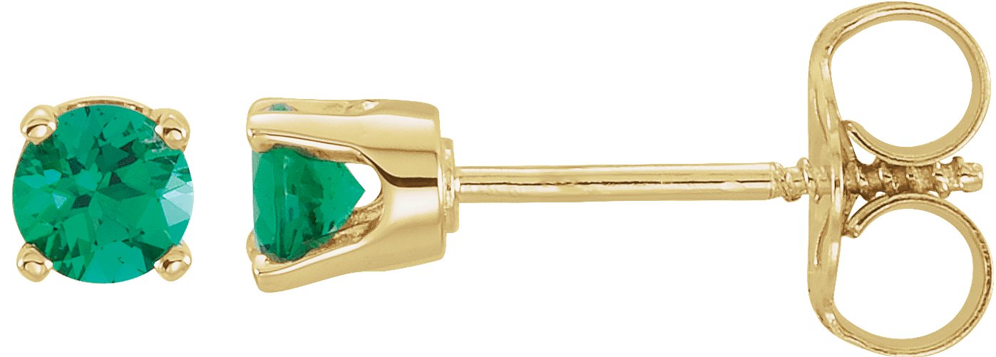 14K Yellow Chatham Lab Created Emerald Earrings Ref. 9867531