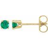 14K Yellow 3 mm Round Imitation Emerald Youth Birthstone Earrings Ref. 11033333