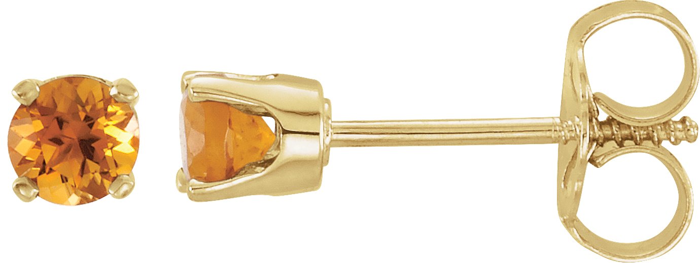 14K Yellow 3 mm Round Imitation Citrine Youth Birthstone Earrings Ref. 11036210