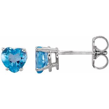 14K White Swiss Blue Topaz Heart Earrings Ref. 9848008