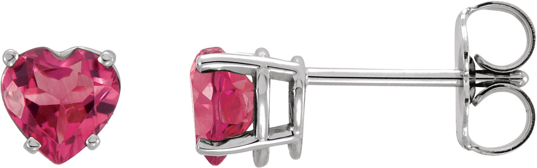14K White Pink Tourmaline Heart Earrings Ref. 9848001