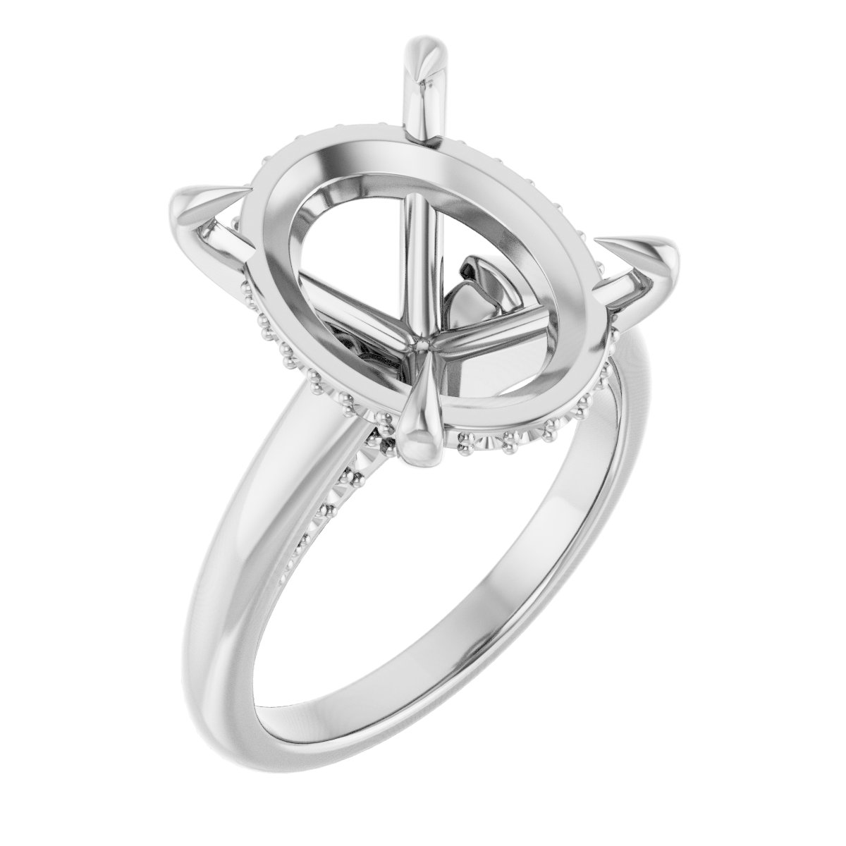 Claw-Prong Hidden Halo-Style Engagement Ring