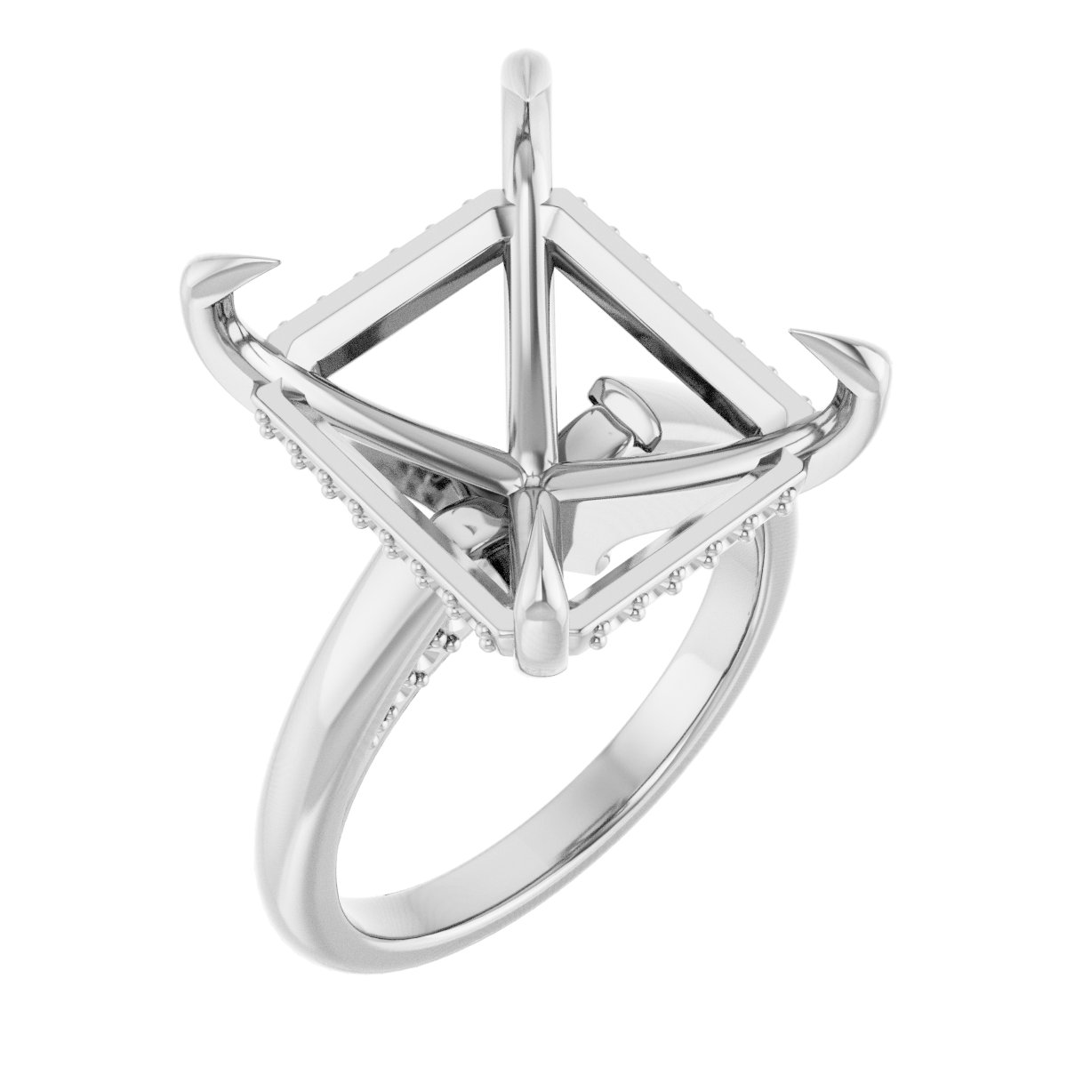 Claw-Prong Hidden Halo-Style Engagement Ring