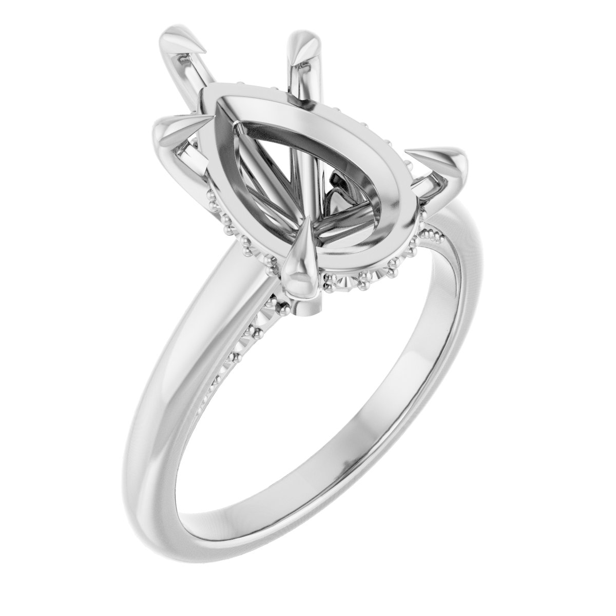 Claw-Prong Hidden Halo-Style Engagement Ring