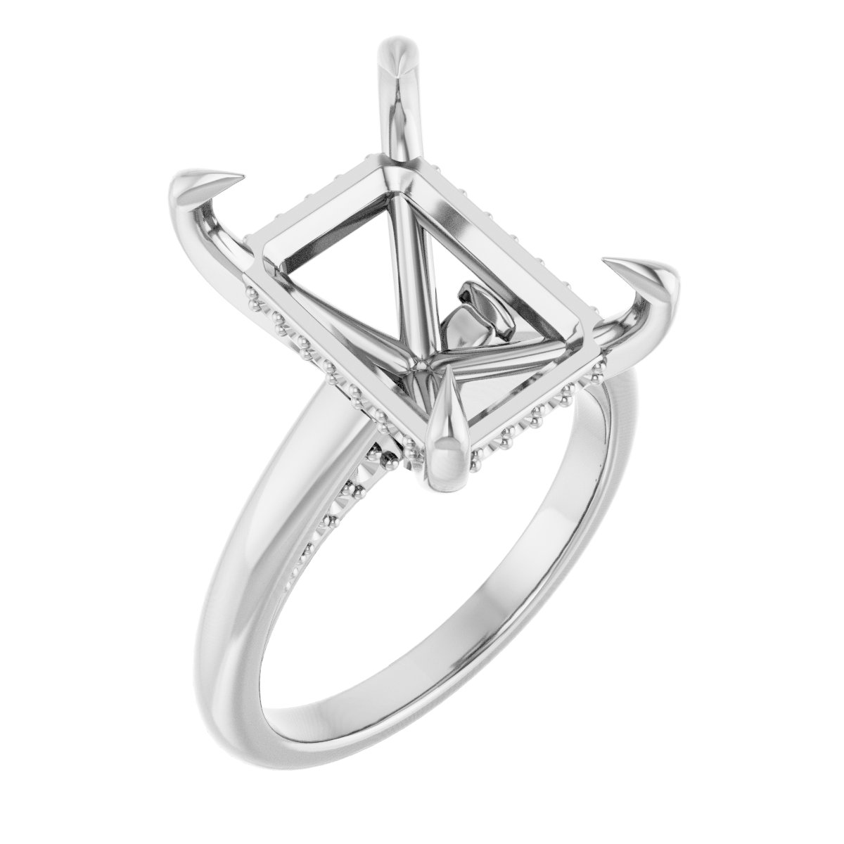 Claw-Prong Hidden Halo-Style Engagement Ring