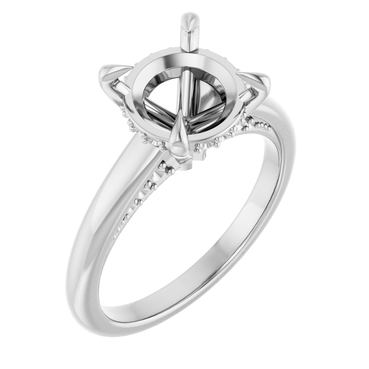 Claw-Prong Hidden Halo-Style Engagement Ring
