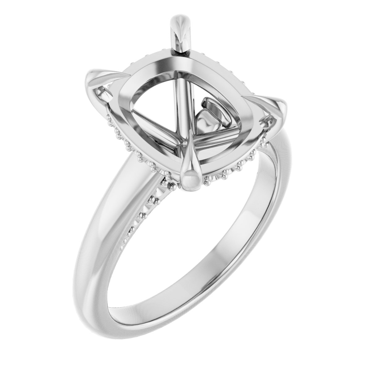 Claw-Prong Hidden Halo-Style Engagement Ring