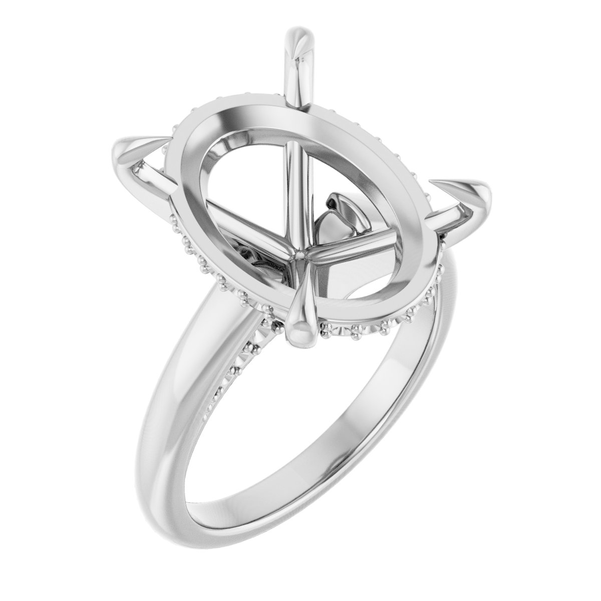 Claw-Prong Hidden Halo-Style Engagement Ring