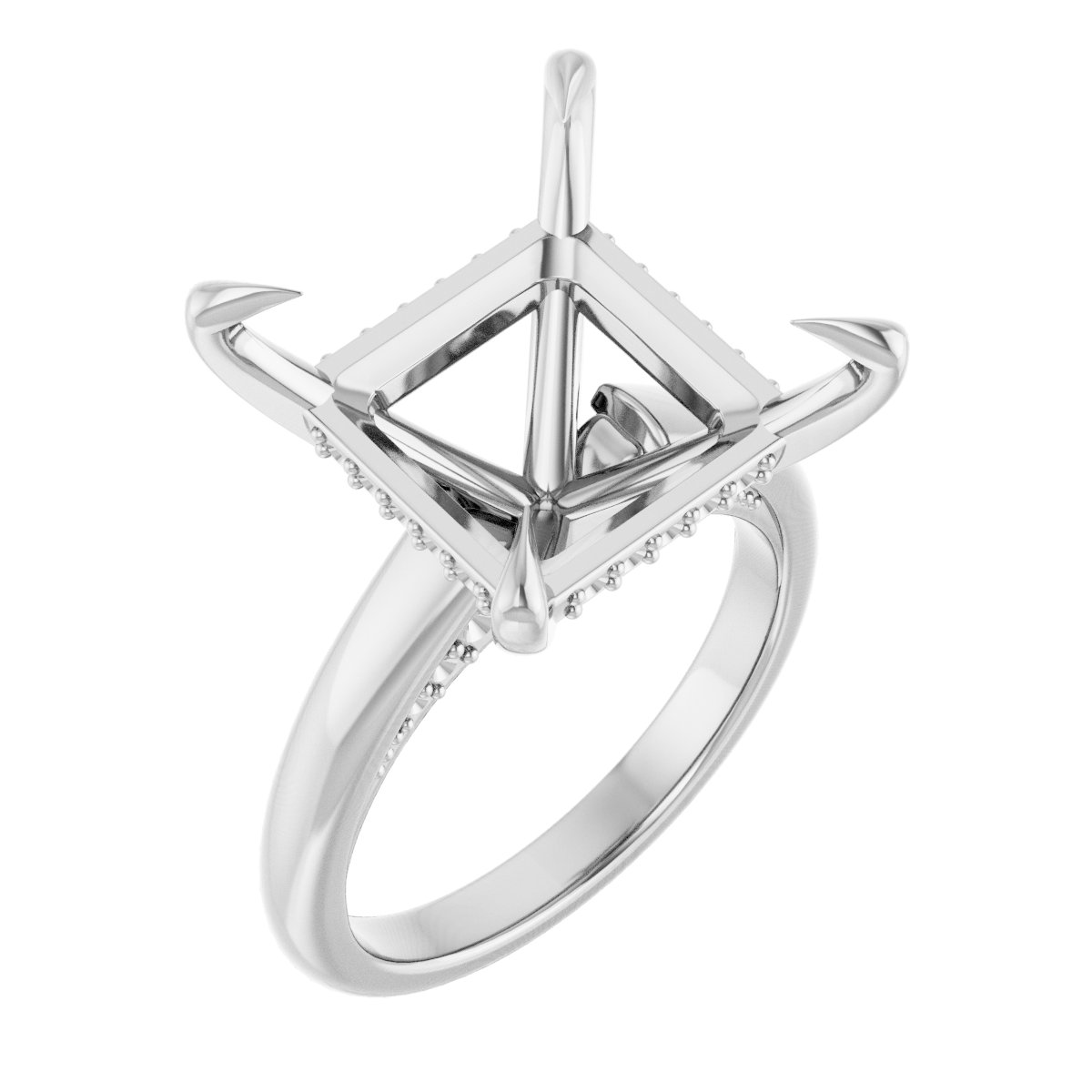 Claw-Prong Hidden Halo-Style Engagement Ring