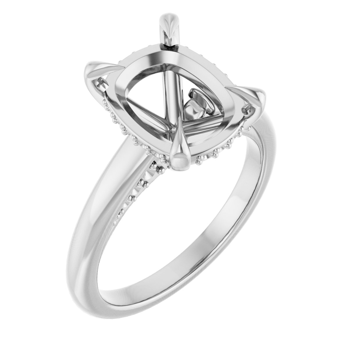 Claw-Prong Hidden Halo-Style Engagement Ring