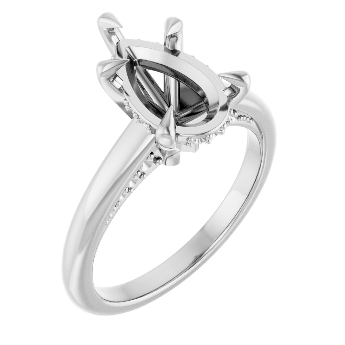 Claw-Prong Hidden Halo-Style Engagement Ring