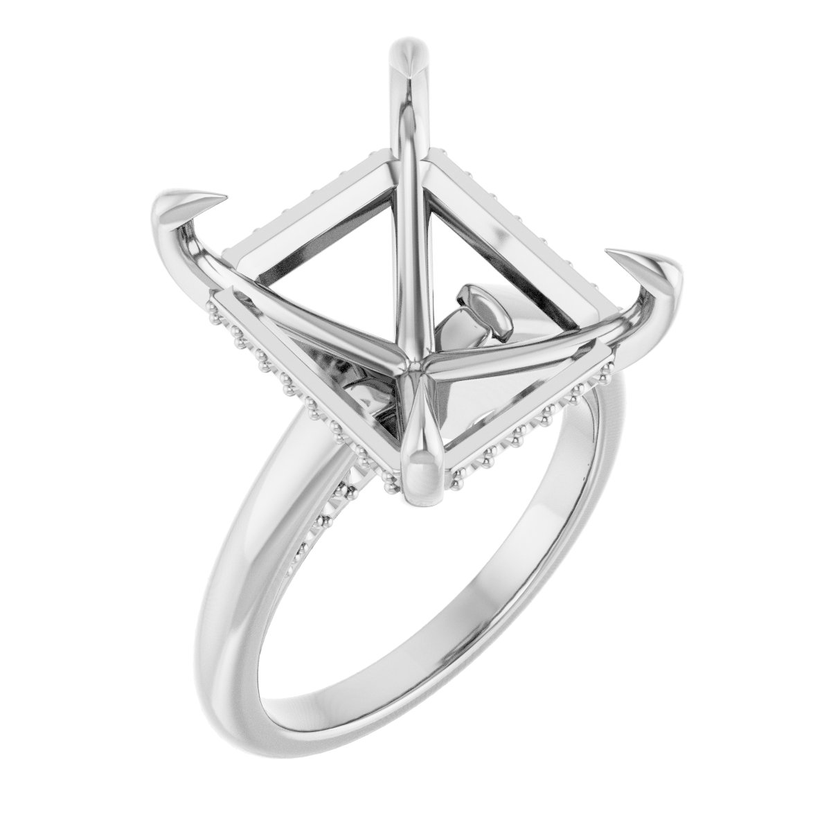 Claw-Prong Hidden Halo-Style Engagement Ring