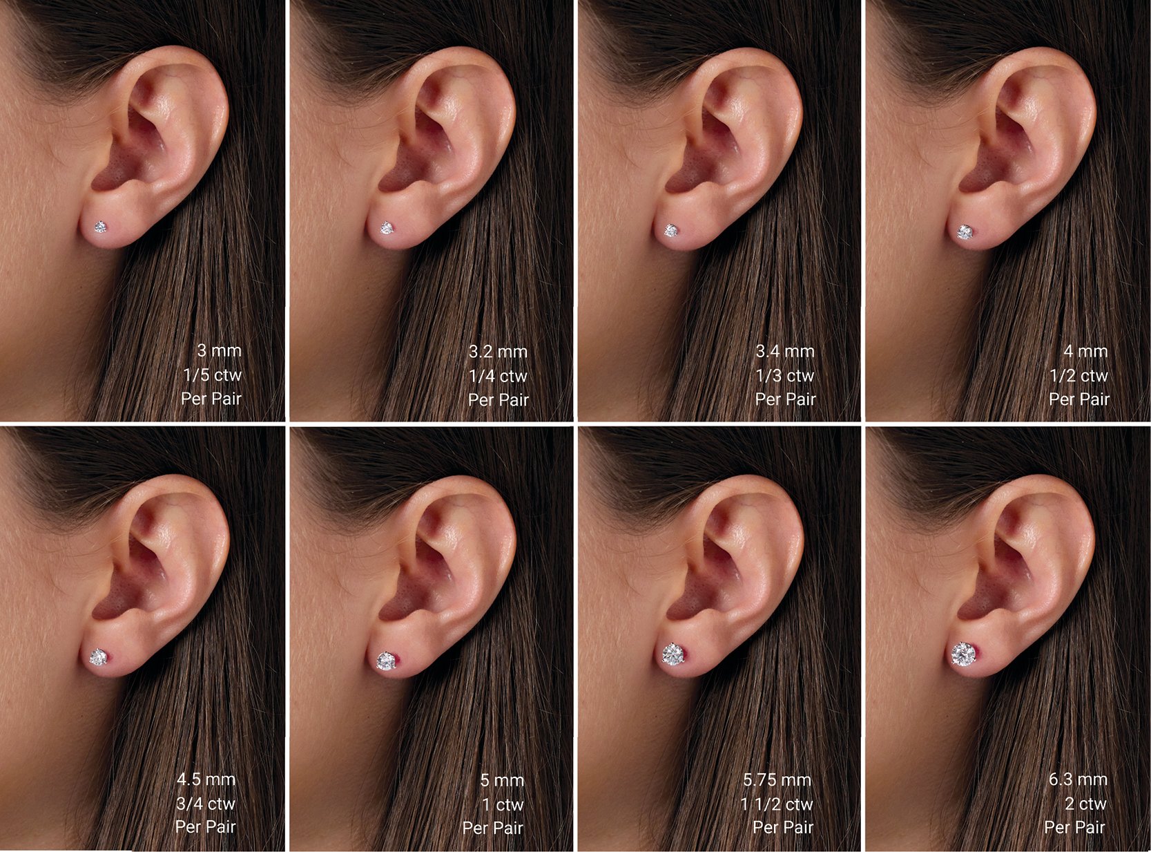 Carat weight and stud earring size