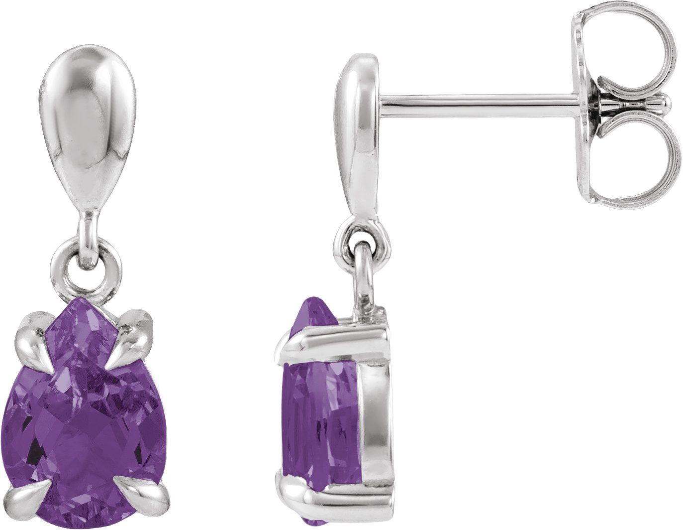 Pear 4-Prong Claw Drop Earrings