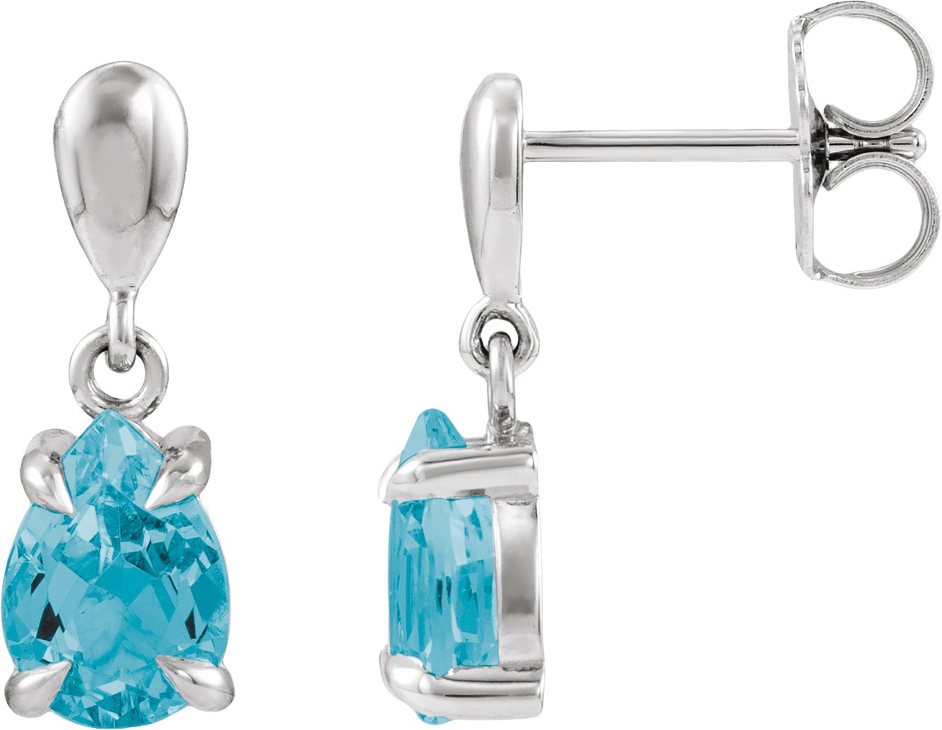 Pear 4-Prong Claw Drop Earrings