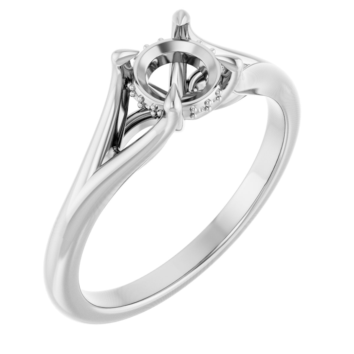 Claw-Prong Hidden Halo-Style Engagement Ring