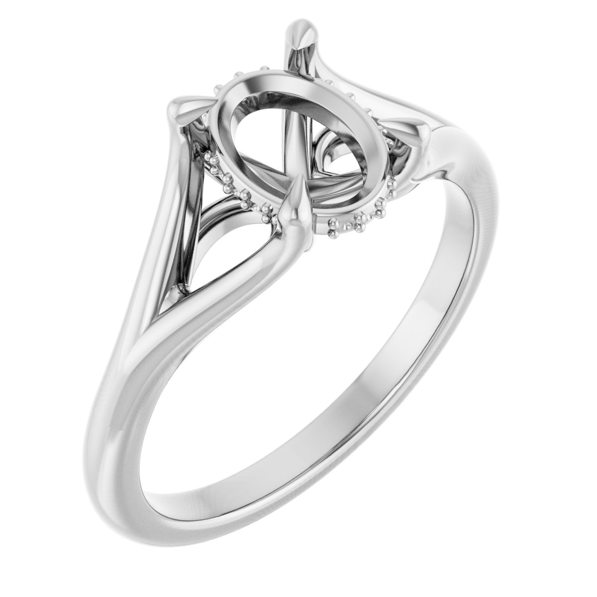 Claw-Prong Hidden Halo-Style Engagement Ring