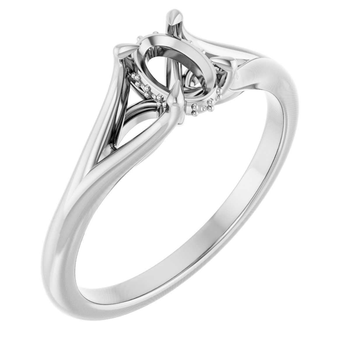 Claw-Prong Hidden Halo-Style Engagement Ring
