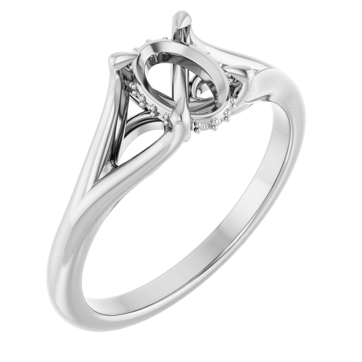 Claw-Prong Hidden Halo-Style Engagement Ring