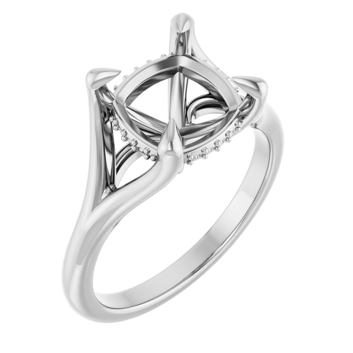 Claw-Prong Hidden Halo-Style Engagement Ring