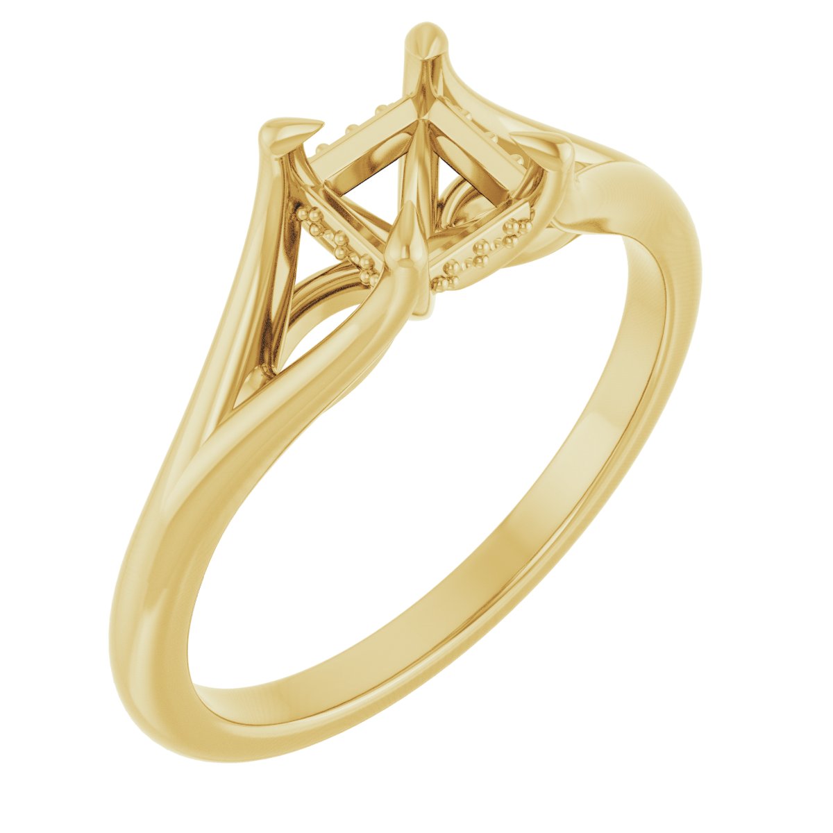 Claw-Prong Hidden Halo-Style Engagement Ring