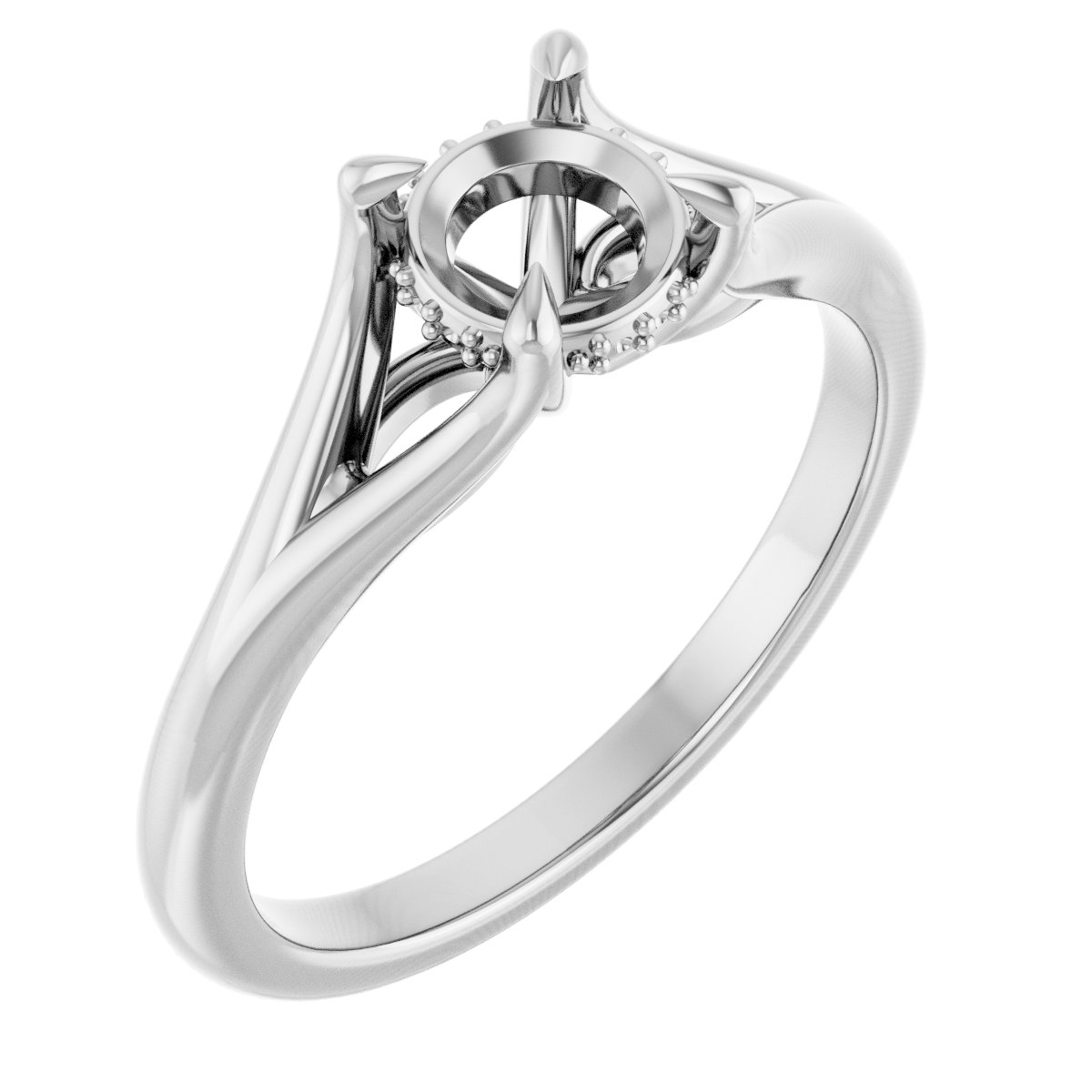 Claw-Prong Hidden Halo-Style Engagement Ring