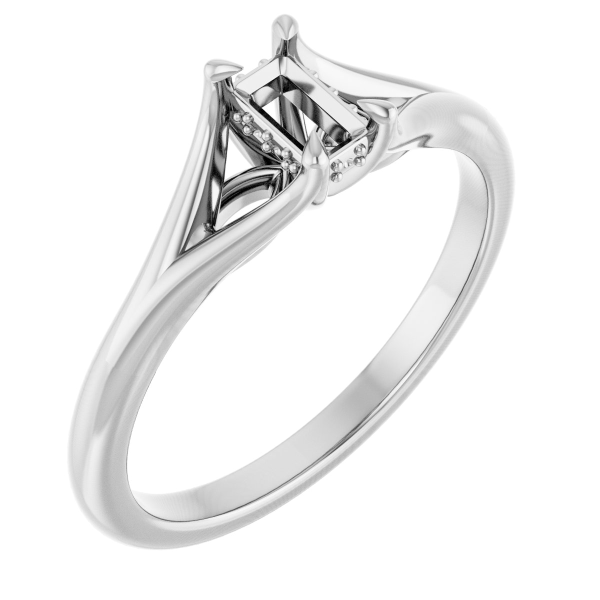 Claw-Prong Hidden Halo-Style Engagement Ring