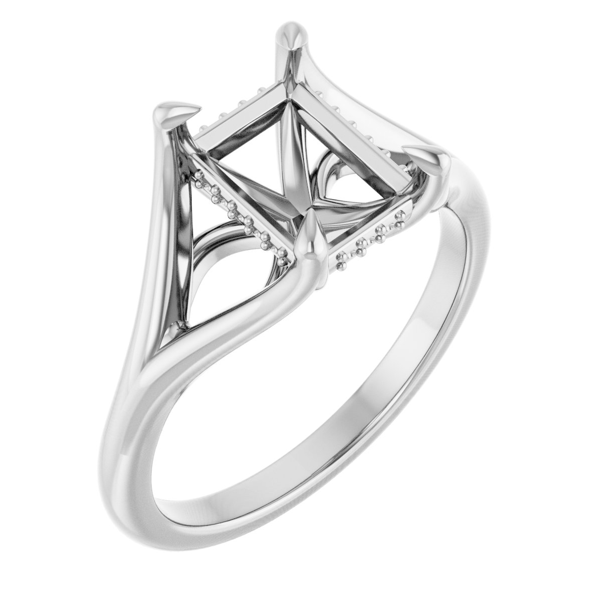 Claw-Prong Hidden Halo-Style Engagement Ring