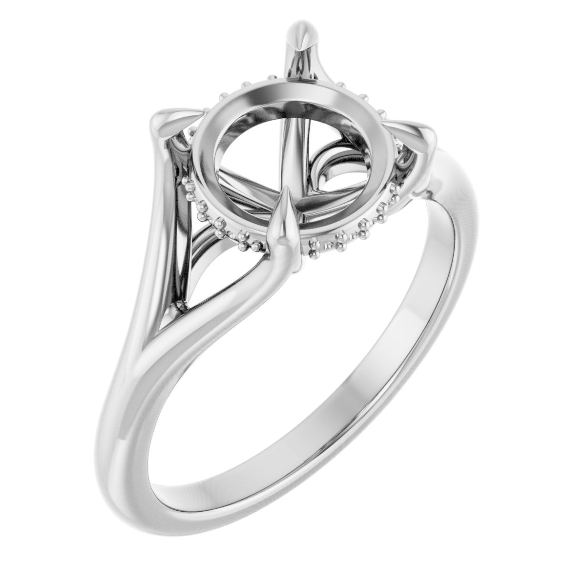 Claw-Prong Hidden Halo-Style Engagement Ring