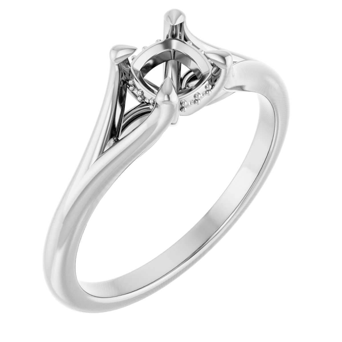 Claw-Prong Hidden Halo-Style Engagement Ring
