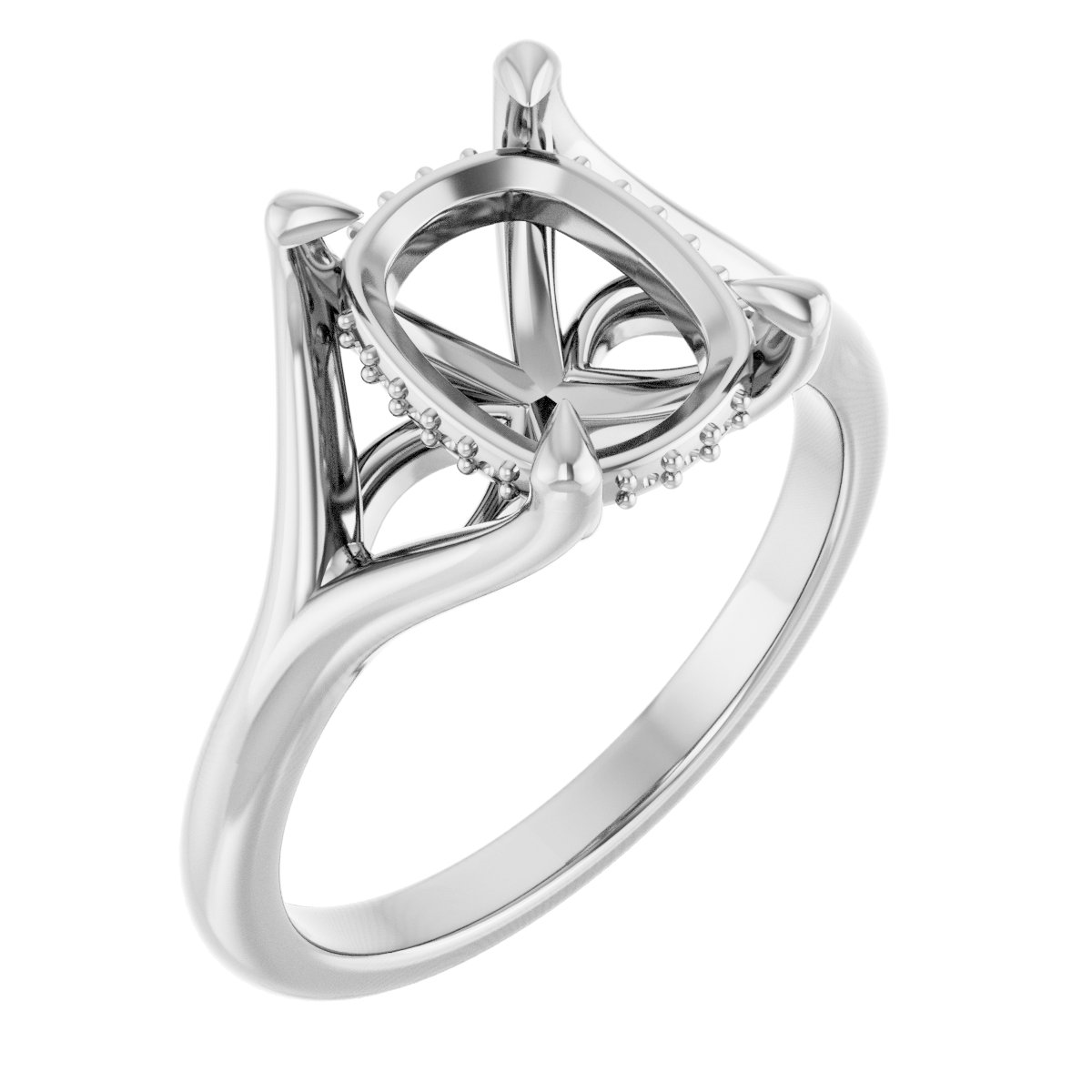 Claw-Prong Hidden Halo-Style Engagement Ring
