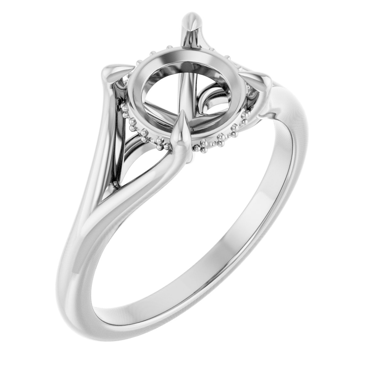 Claw-Prong Hidden Halo-Style Engagement Ring