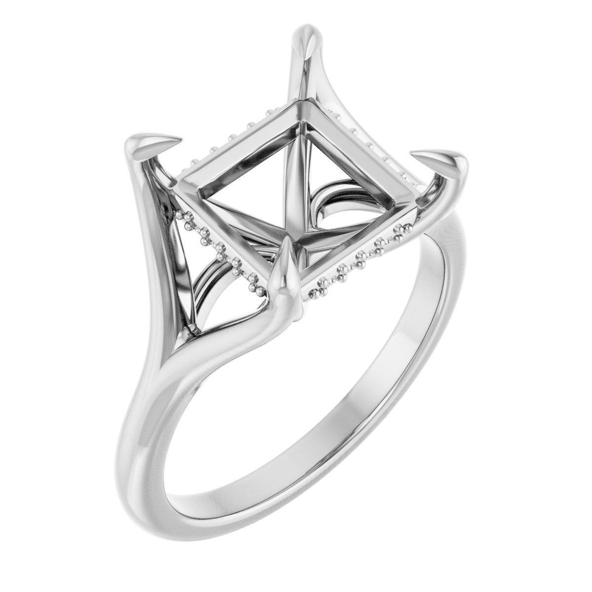 Claw-Prong Hidden Halo-Style Engagement Ring