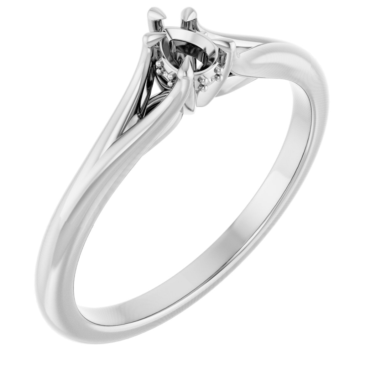 Claw-Prong Hidden Halo-Style Engagement Ring