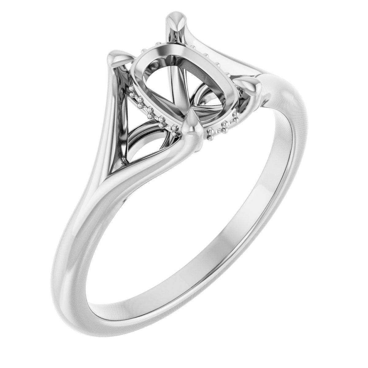 Claw-Prong Hidden Halo-Style Engagement Ring