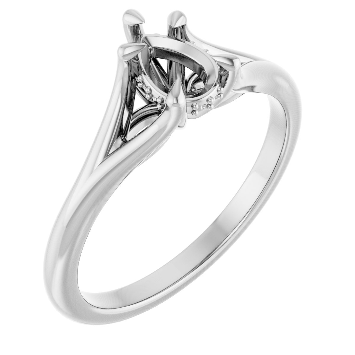Claw-Prong Hidden Halo-Style Engagement Ring
