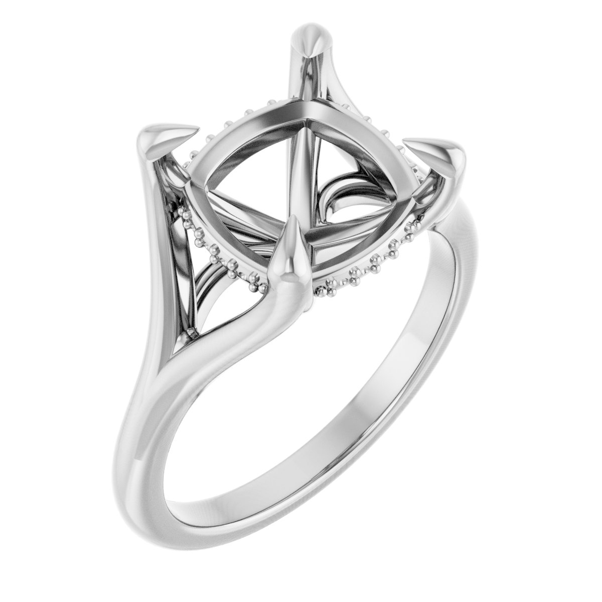 Claw-Prong Hidden Halo-Style Engagement Ring