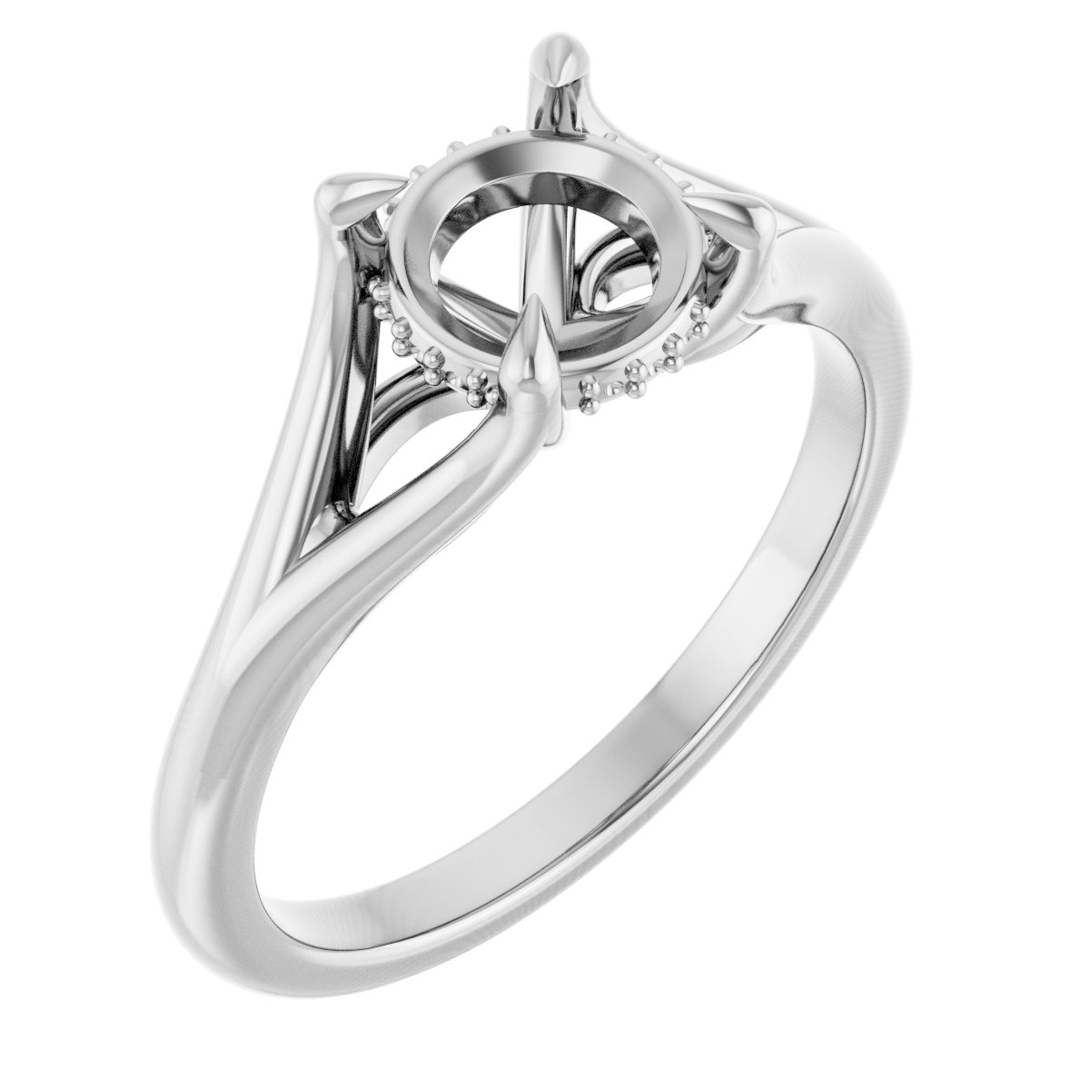 Claw-Prong Hidden Halo-Style Engagement Ring