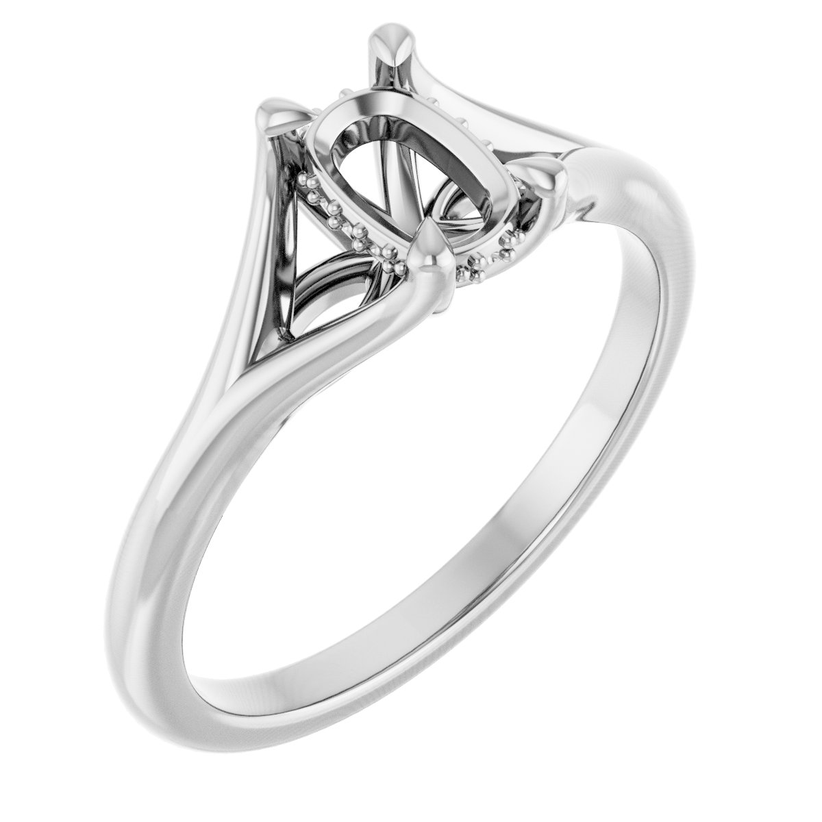 Claw-Prong Hidden Halo-Style Engagement Ring