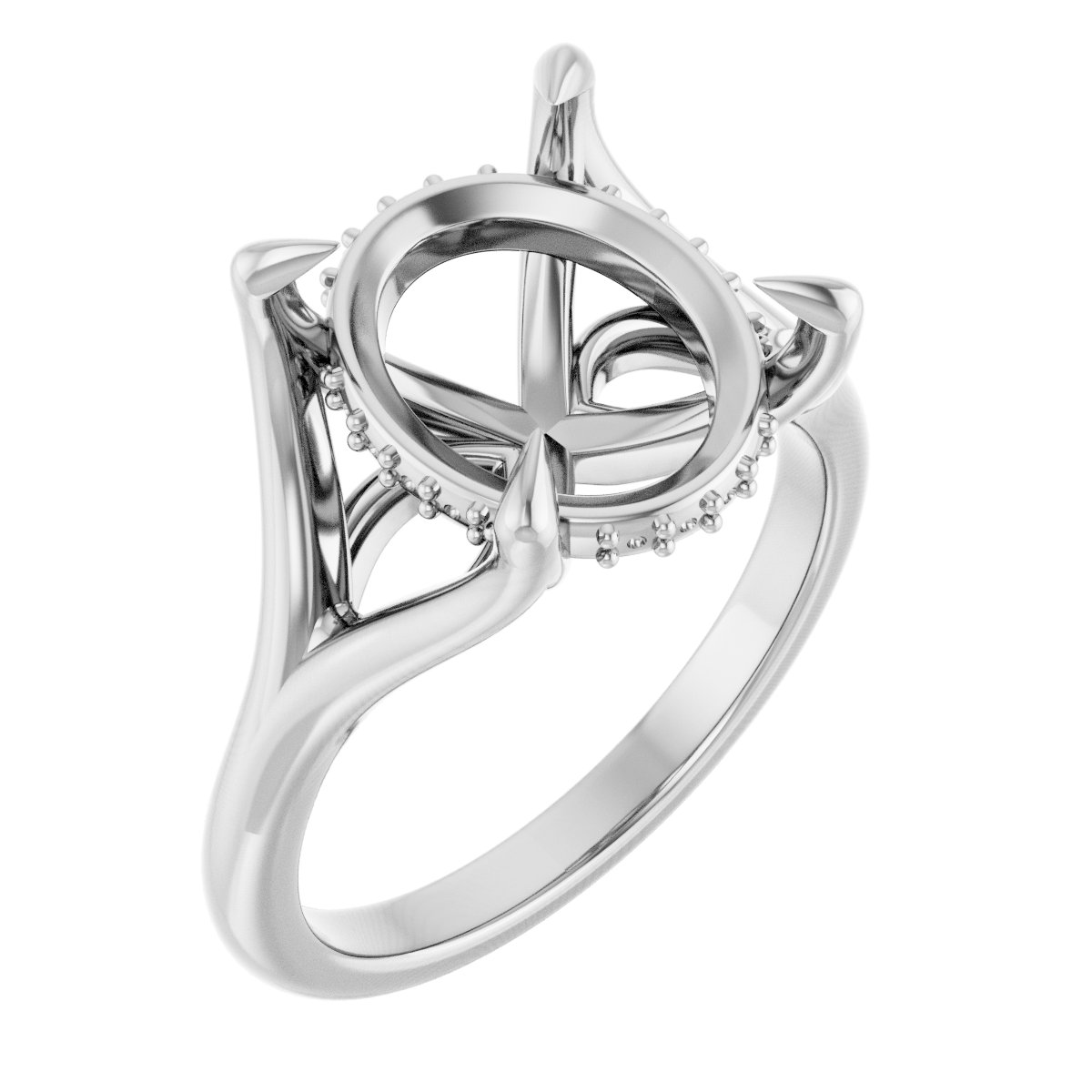 Claw-Prong Hidden Halo-Style Engagement Ring
