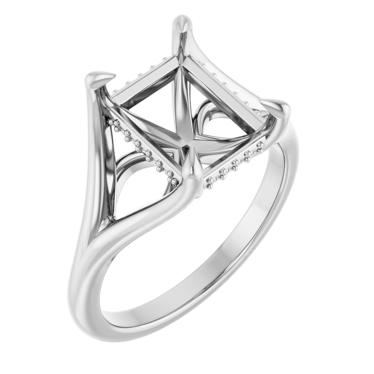 Claw-Prong Hidden Halo-Style Engagement Ring