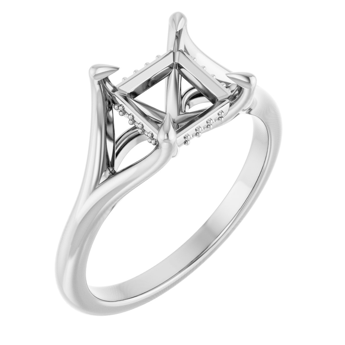 Claw-Prong Hidden Halo-Style Engagement Ring