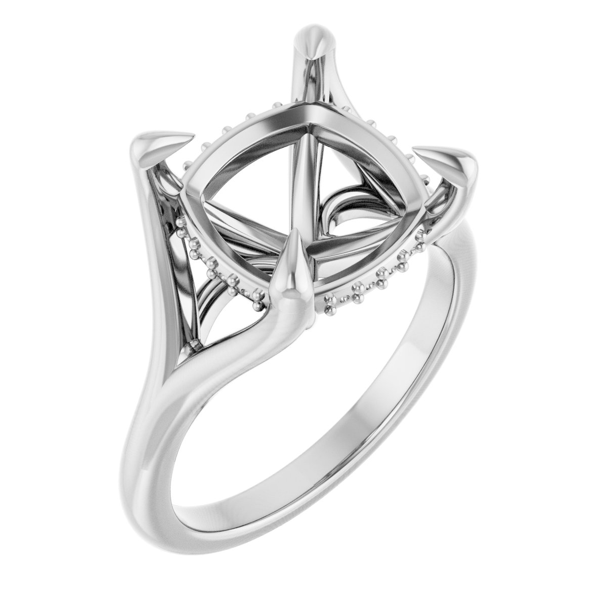 Claw-Prong Hidden Halo-Style Engagement Ring