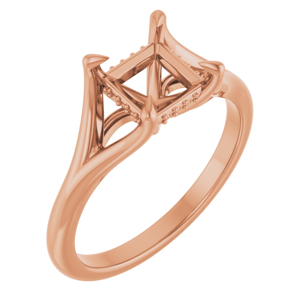 Claw-Prong Hidden Halo-Style Engagement Ring