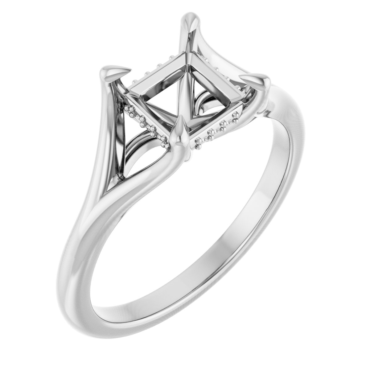 Claw-Prong Hidden Halo-Style Engagement Ring