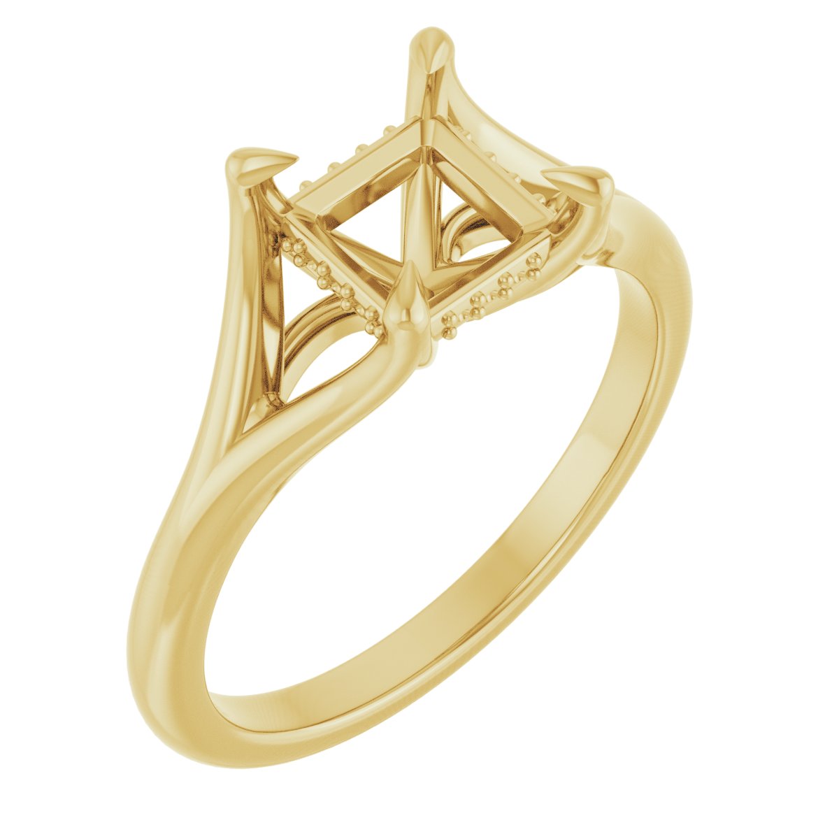 Claw-Prong Hidden Halo-Style Engagement Ring