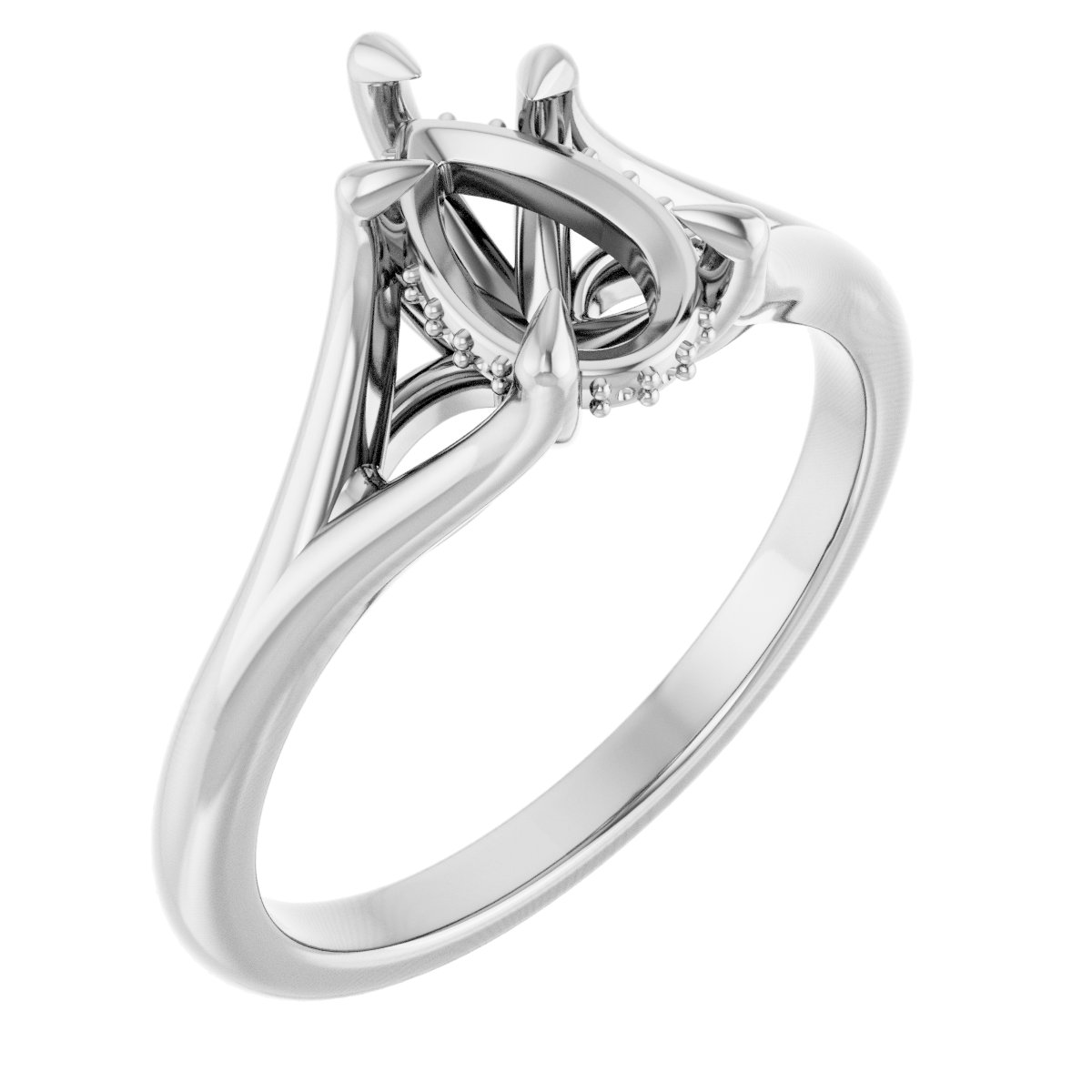 Claw-Prong Hidden Halo-Style Engagement Ring