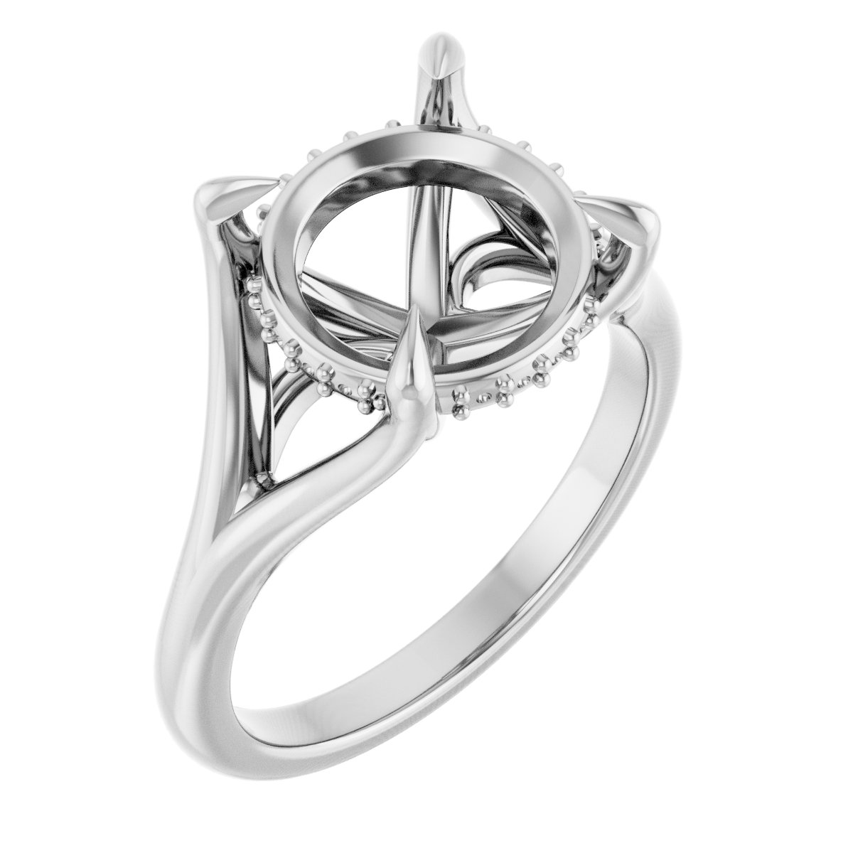 Claw-Prong Hidden Halo-Style Engagement Ring